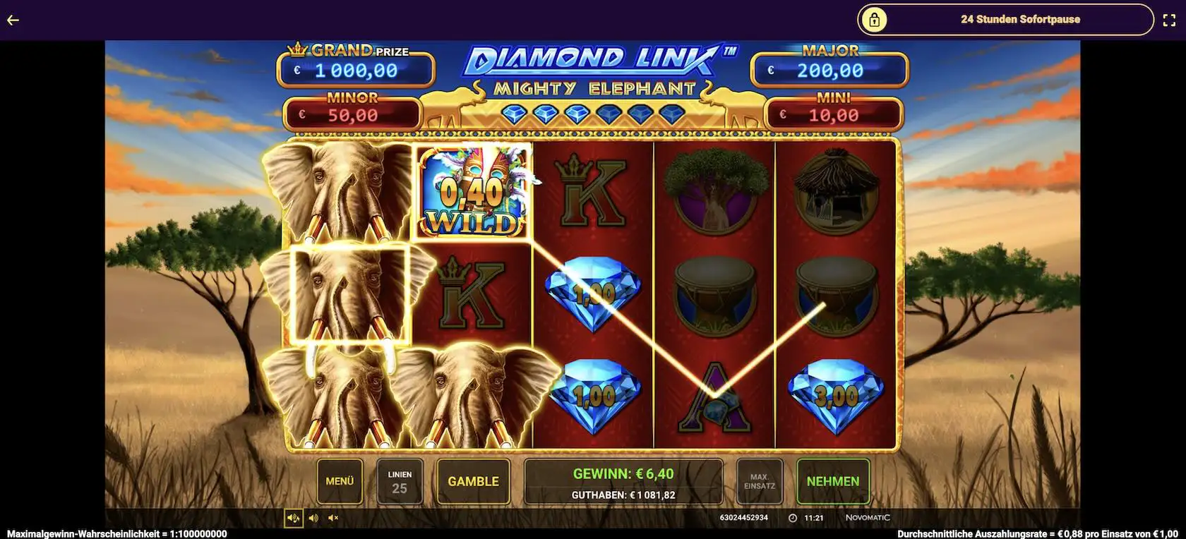 diamond-link-mighty-elephant-gewinn