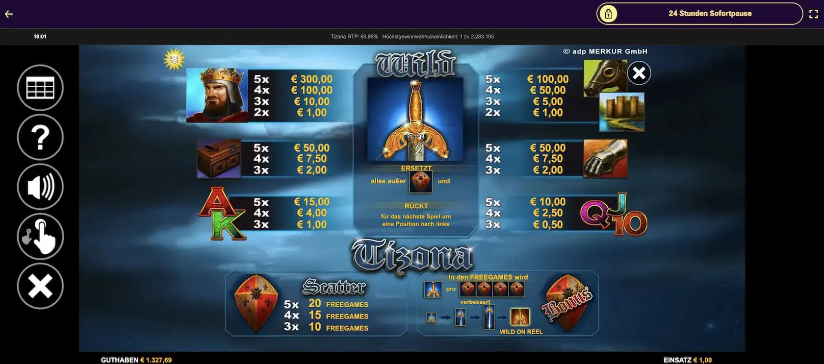 tizona-auszahlungstabelle