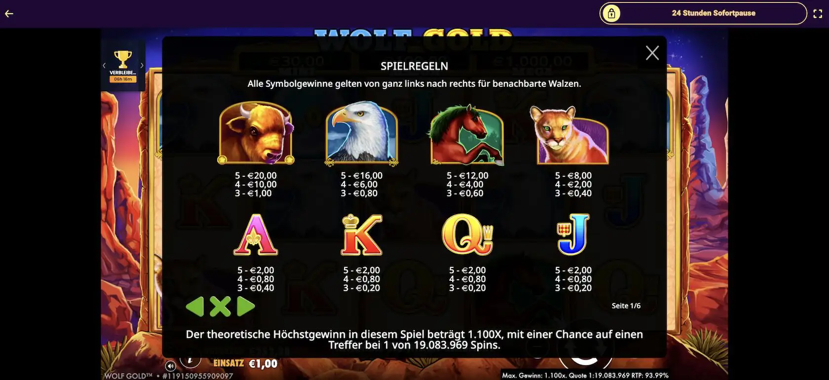 wolf-gold-gewinntabelle